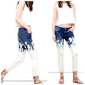 Zara Bleached Distressed Cigarette Cropped Jeans